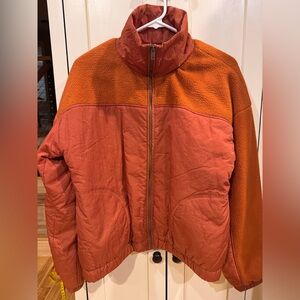 Wild Fable Rust Sherpa Nylon Mixed Media Puffer Jacket Size Small Cozy Fall